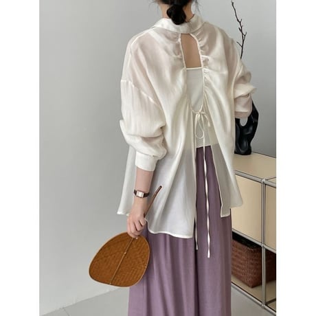 open back sheer shirt /3color　un1011