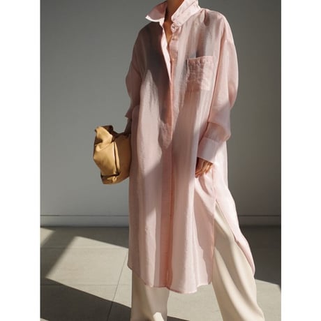 stand collar long shirt /2color　un1341