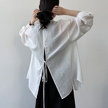 back ribbon sheer shirt　/3color　un2046