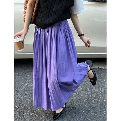 pleats maxi skirt /2color　un1141