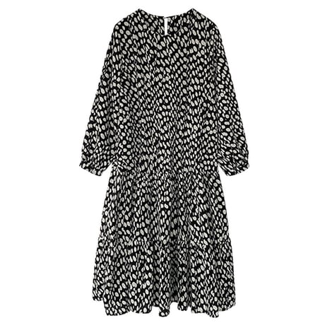polka dot long dress　un1755