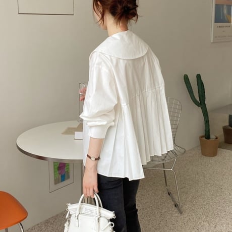 sailor color puff sleave blouse /2color　un1354