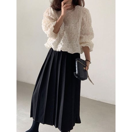 puff sleeves shirring blouse /3color　un1297