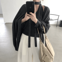 two-piece loose cardigan /2color　un1642