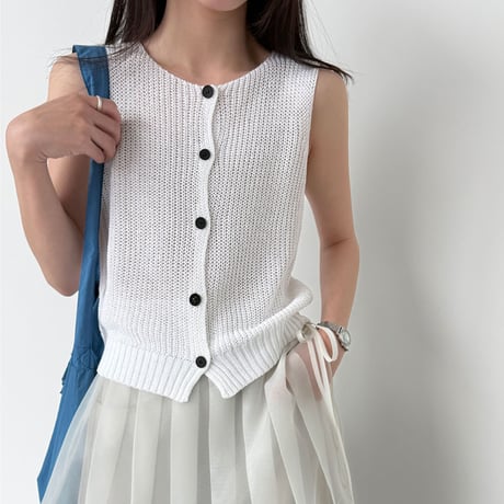 button knit vest top　/4color　un1996