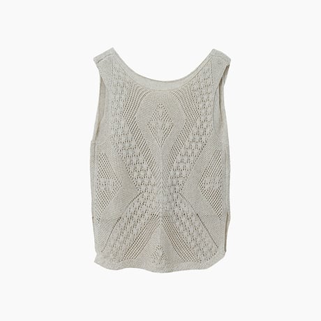 crochet knit layered vest　/2color　un1901