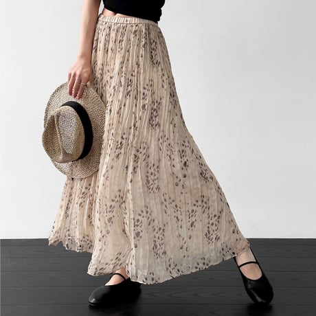 muse pleats leopard skirt　un2099