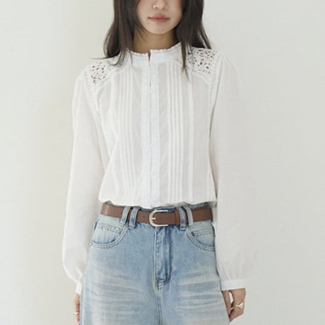 lace pintuck blouse　un1784