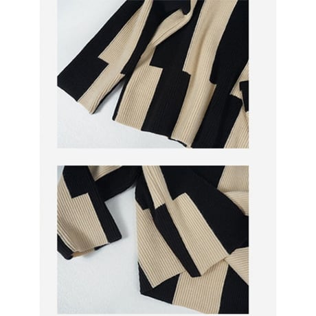 bicolor asymmetry design knit　un1314