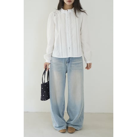 lace pintuck blouse　un1784