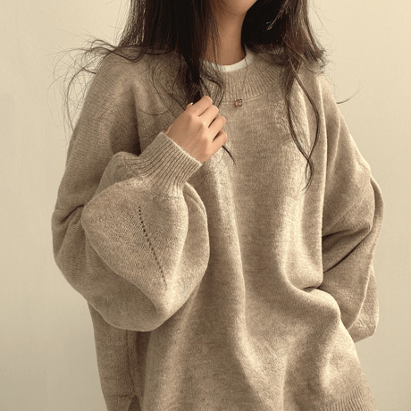 lantern sleeve slit knit /3color　un1533