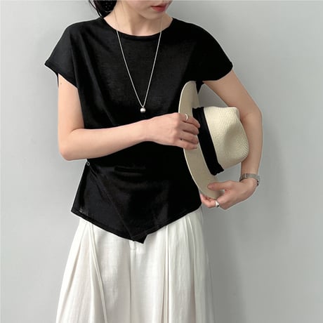 wrap waist linen touch top　/5color　un2080