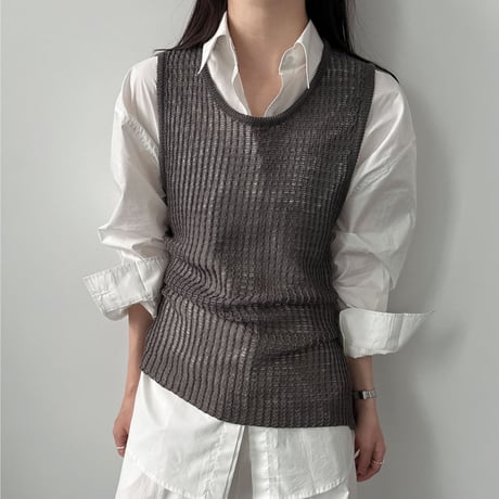 sheer knit sleeveless top　/4color　un1997