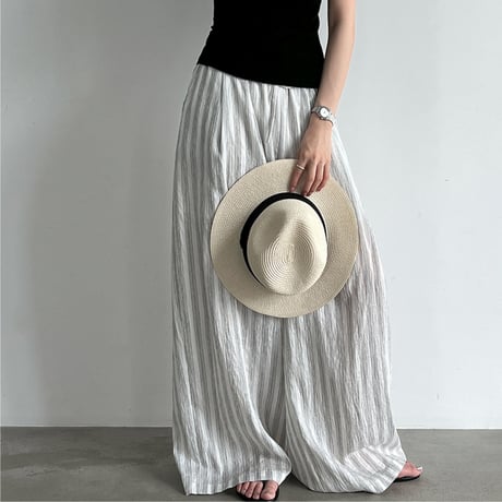 stripe airy wide pants　/2color　un2095