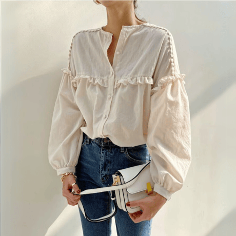 mini frilled blouse /2color　un1537
