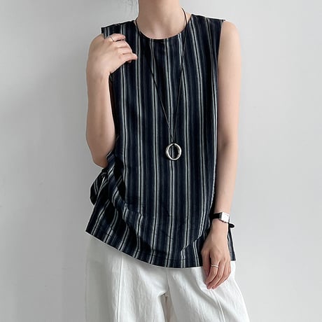 midnight stripe sleeveless top　un2100