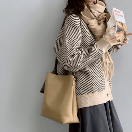 herringbone knit cardigan /2color　un1494
