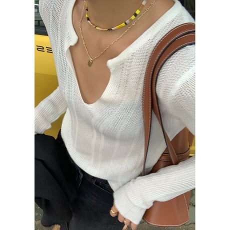 v-neck knit tops /3color　un1087