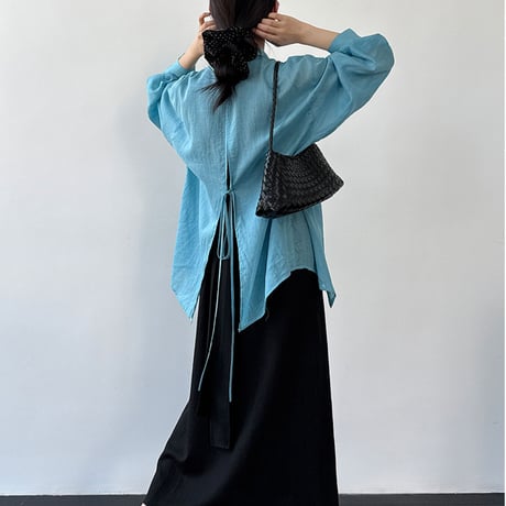back ribbon sheer shirt　/3color　un2046