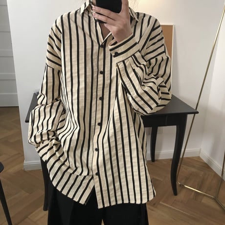 loose silhouette striped shirt　un1062