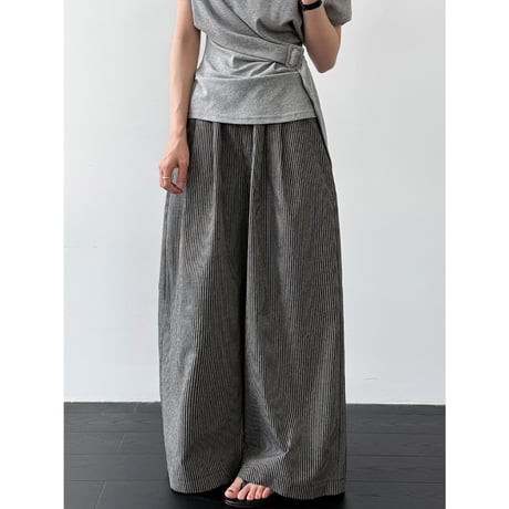 striped wide leg relaxed pants　/2color　un2008