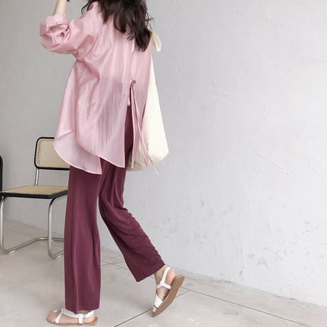 back open design shear shirt /5color　un1026