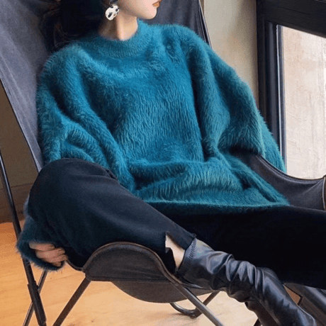 crewneck shaggy knit /4color　un1532