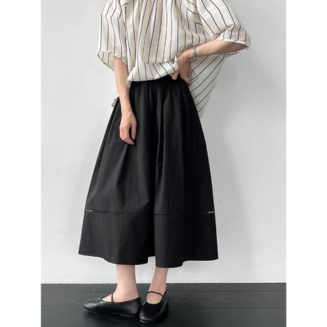cotton lace line flare skirt　/2color　un2083