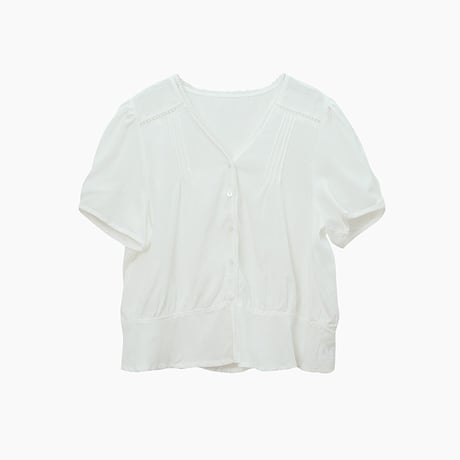 lace trim puff sleeve blouse　/2color　un2062