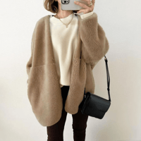 no collar boa jacket coat /3color　un1486