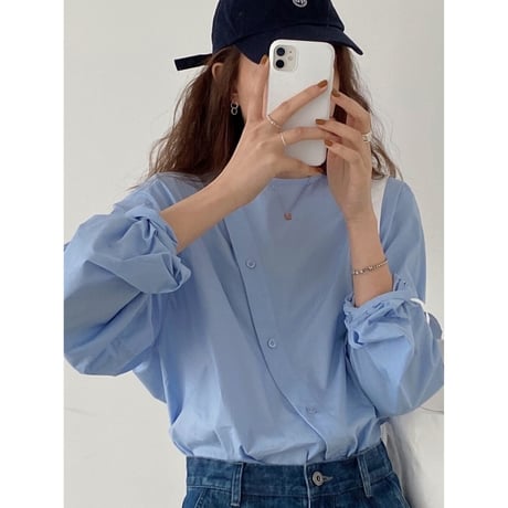 asymmetry point shirt /3color　un1329
