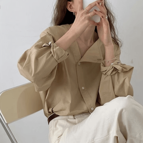 asymmetry point shirt /3color　un1329