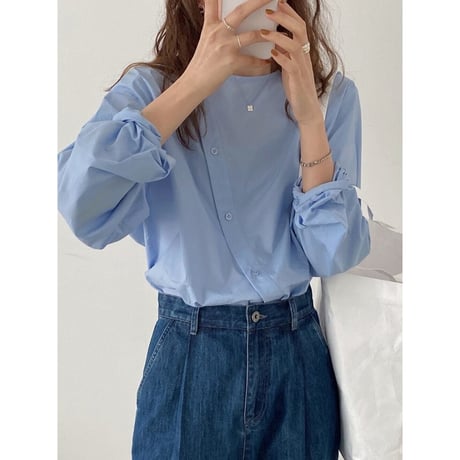 asymmetry point shirt /3color　un1329