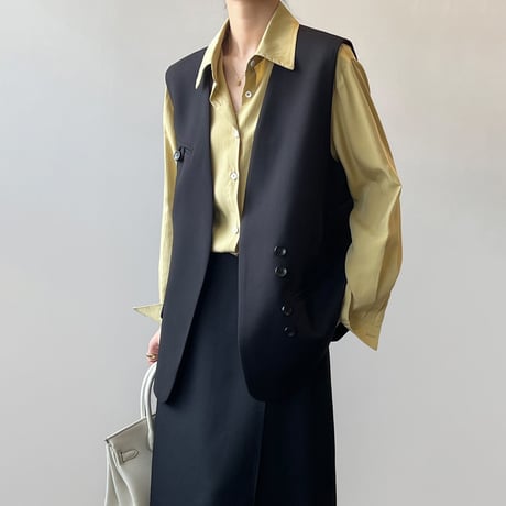 loose silhouette vest /2color　un1007