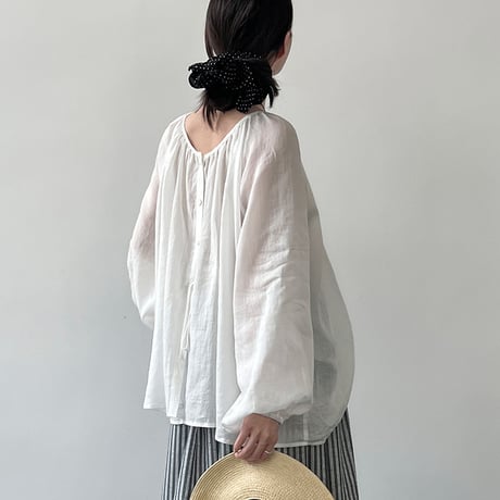 gathered ribbon blouse　/3color　un2015