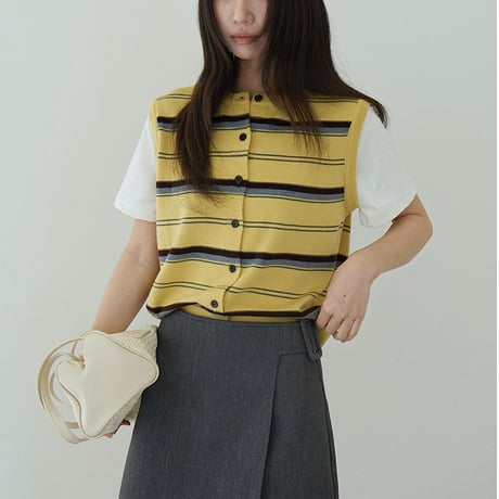 stripe knit T-shirt　/2color  un1773