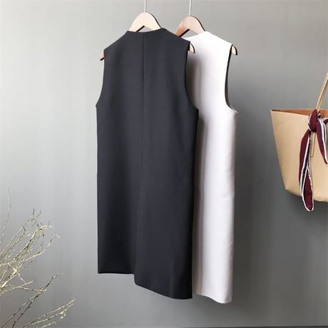 v-neck long vest /2color　un1005