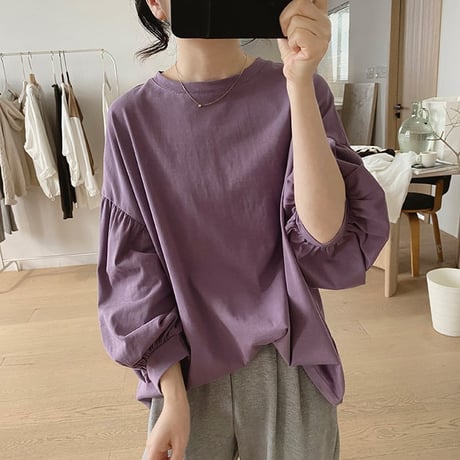 puff sleeve casual tops /4color　un1080