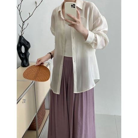open back sheer shirt /3color　un1011