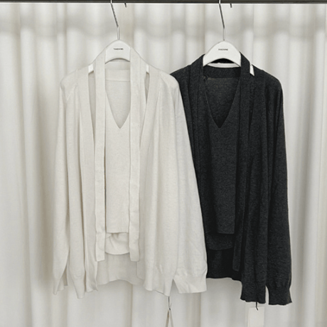two-piece loose cardigan /2color　un1642