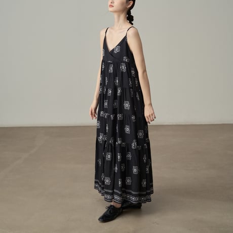 bohemian tiered camisole dress　un1825