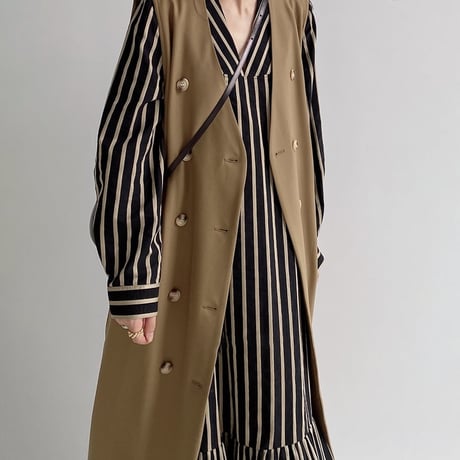 double button long vest /2color　un1003