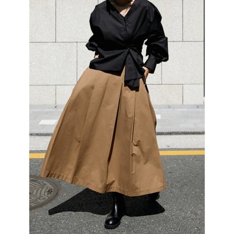 high waist pleats skirt /2color　un1377