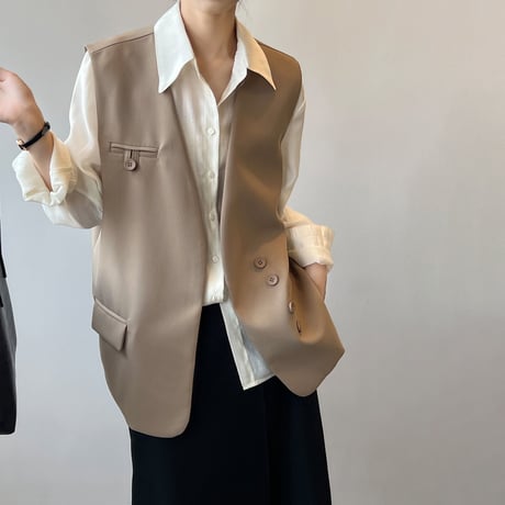 loose silhouette vest /2color　un1007