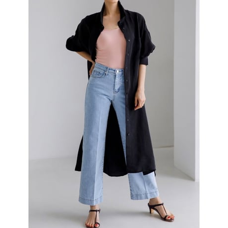 stand collar long shirt /2color　un1341