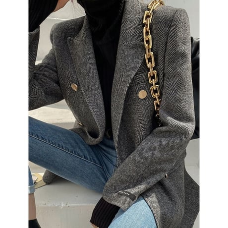 herringbone wool coat jacket　un1285