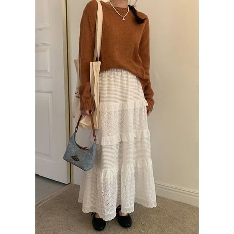 patchwork tiered skirt　un1147