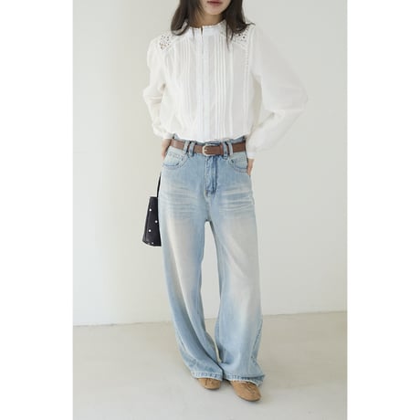 lace pintuck blouse　un1784