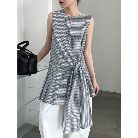 check side knot tunic blouse　/2color　un2049