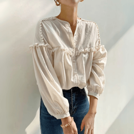 mini frilled blouse /2color　un1537